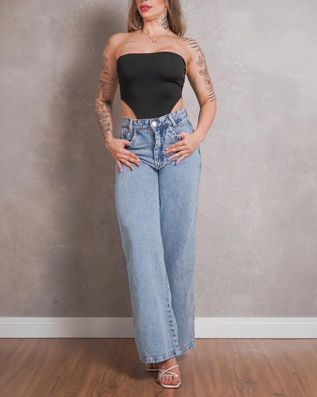 Calça Wide Leg Jeans Grosso Premium — Cintura Alta, Caimento Fluido