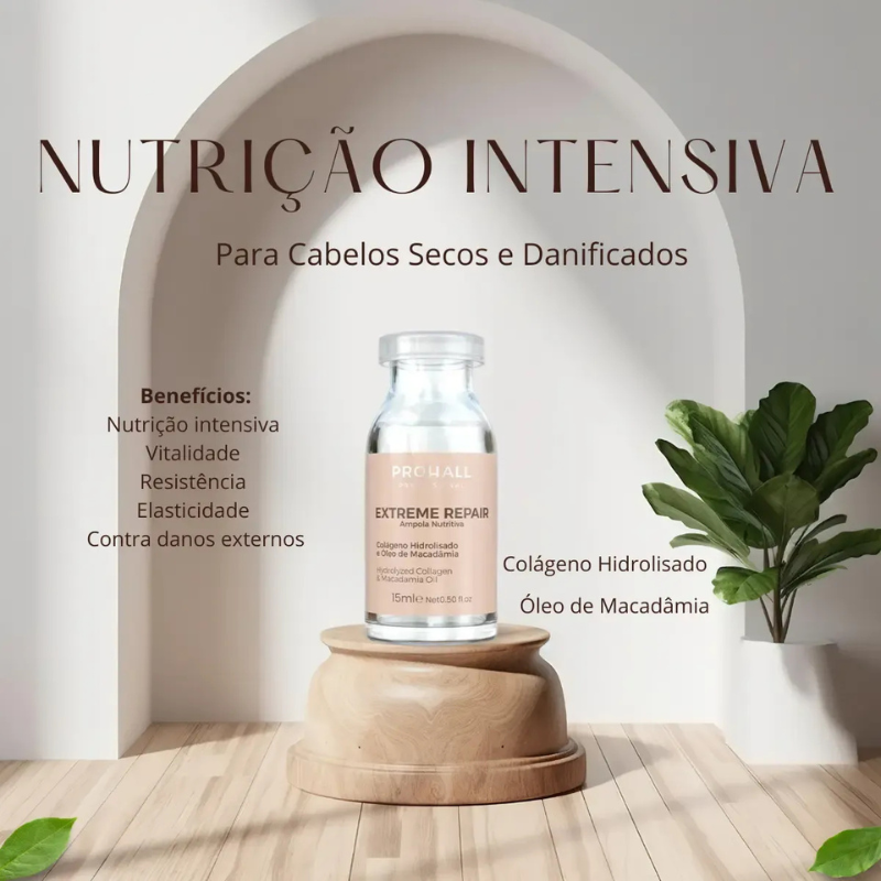 Kit Cronograma Tratamento Capilar Premium Com 3 Ampolas - Hidratação, Nutrição e Reconstrução