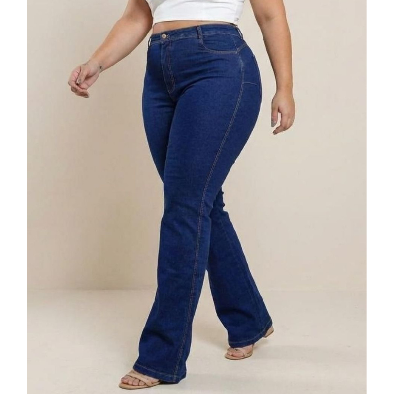 Calça Jeans Flare Plus Size - Efeito Levanta Bumbum