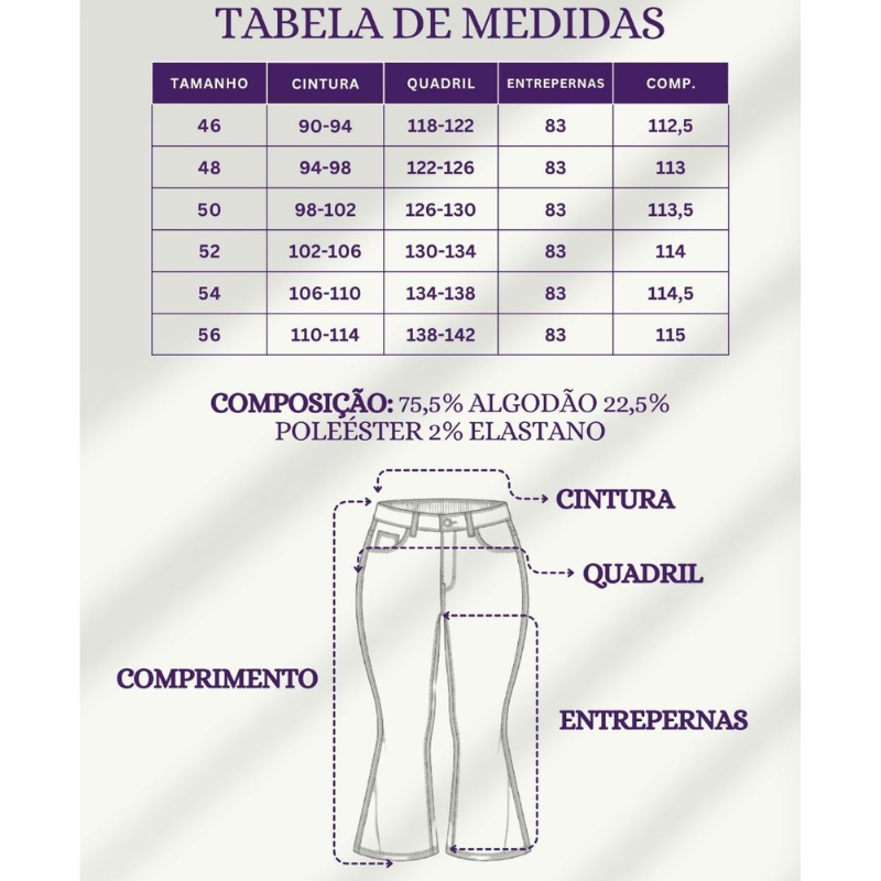 Calça Jeans Flare Plus Size - Efeito Levanta Bumbum