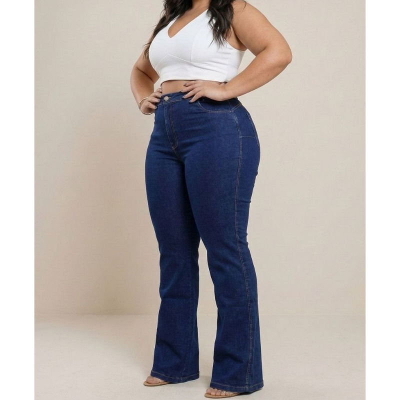 Calça Jeans Flare Plus Size - Efeito Levanta Bumbum