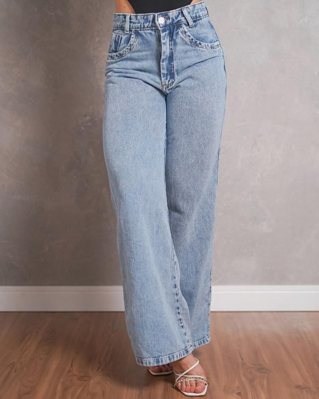 Calça Wide Leg Jeans Grosso Premium — Cintura Alta, Caimento Fluido