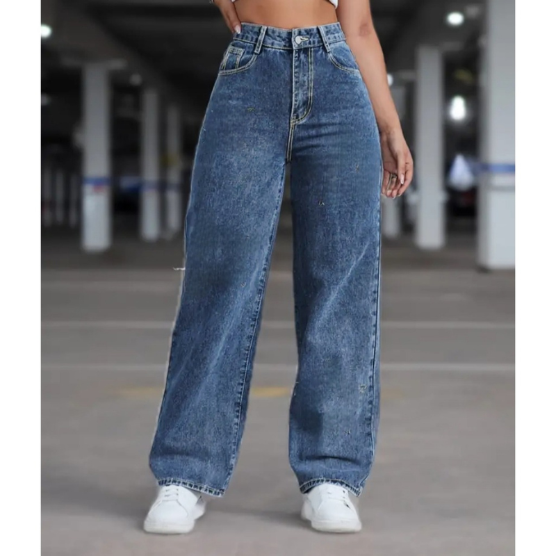 Calça Wide Leg Jeans — Cós Alto Estruturado