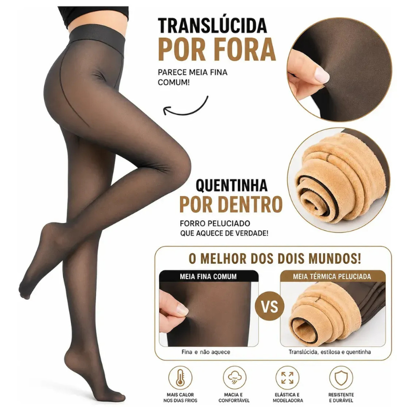 Kit Meia Calça Térmica De Lã — Preta por Fora, Quentinha por Dentro | P/M ao G3