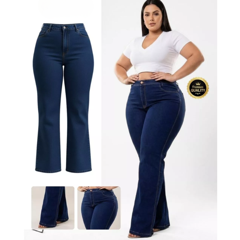 Calça Jeans Flare Plus Size - Efeito Levanta Bumbum